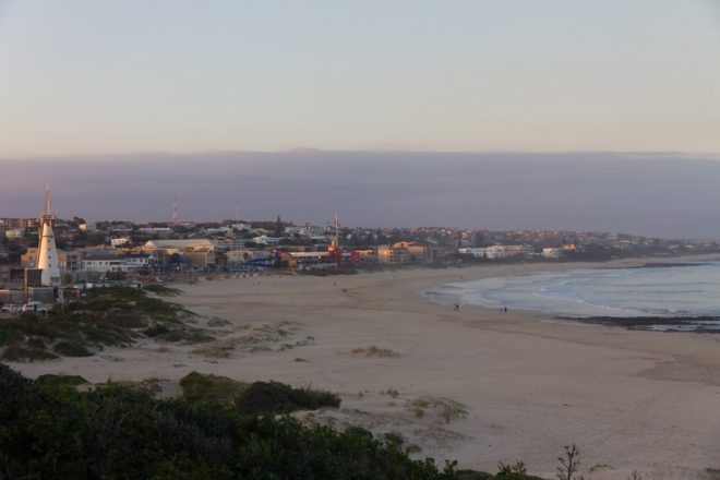 The beach in Jeffrey's Bay at sunset